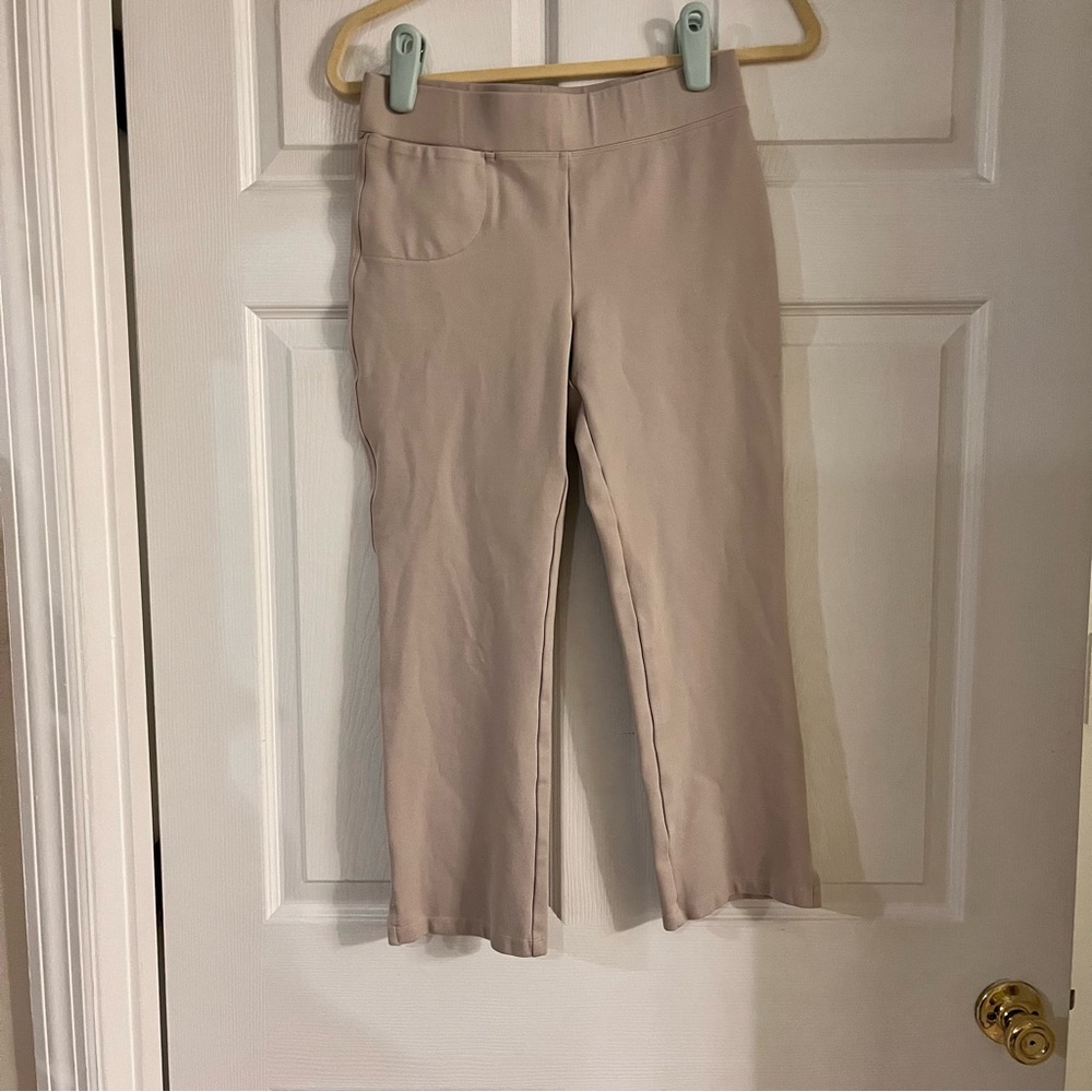 Quince ultra stretch pointe kick‎ flare pant pull on trousers women’s small tan